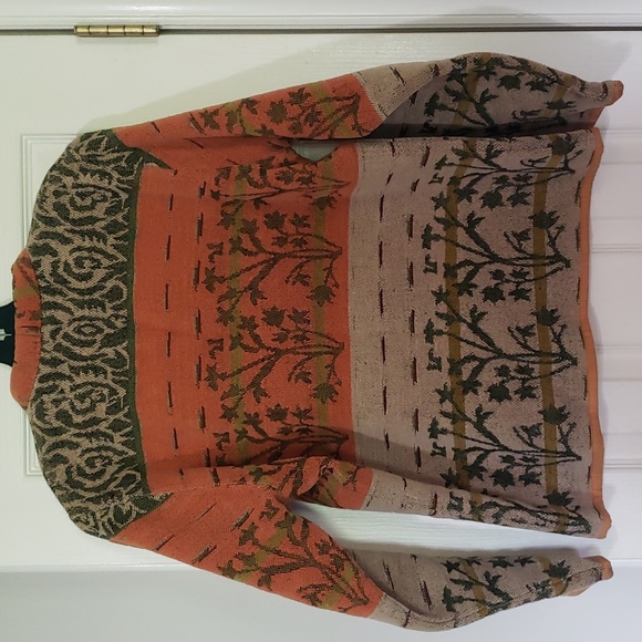 Vintage Flashback jacket womens sm detailed wooden buttons orange green oatmeal - Picture 5 of 5